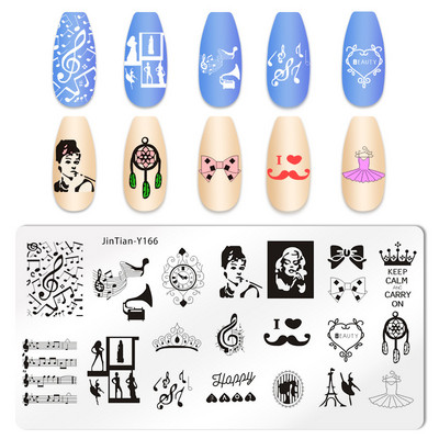 Pravokutni cvijet Maslačak Tanjuri za utiskivanje noktiju Slatke mačke Predložak od nehrđajućeg čelika Šablone za slike za nokte Životinje DIY Alati za tanjure