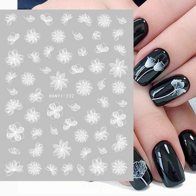 Nagu uzlīmes 3D Caurspīdīgi tauriņu ziedi Ūdens uzlīmes Nagu mākslas Dekorācijas Aksesuāri nagu galiem Skaistums