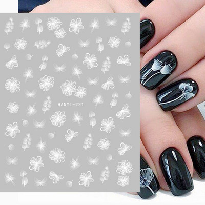 Nagu uzlīmes 3D Caurspīdīgi tauriņu ziedi Ūdens uzlīmes Nagu mākslas Dekorācijas Aksesuāri nagu galiem Skaistums