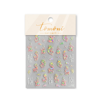 Melnbaltā ķīniešu pūķa reljefa līmējošā nagu mākslas uzlīmes dizaina dekorācijas uzlīmes DIY folijas mākslas manikīrs T-1778