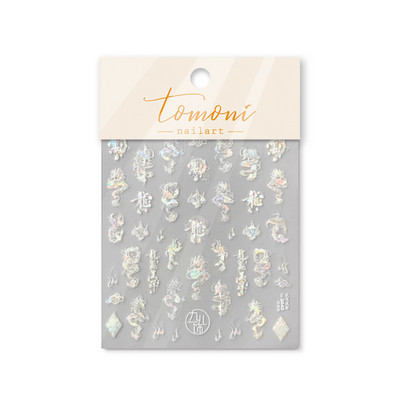 Melnbaltā ķīniešu pūķa reljefa līmējošā nagu mākslas uzlīmes dizaina dekorācijas uzlīmes DIY folijas mākslas manikīrs T-1778