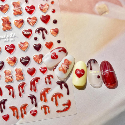 5D Reālistiska Reljefs Želeja Dažādas Krāsas Jauki Kaķa Ķepa Jauki Rozā spīles Līmējošas Nagu mākslas Uzlīmes Uzlīmes Manikīra Rotājumi