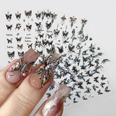 4Pcs/Set Laserske naljepnice s crnim leptirima Holografski leptiri Zvjezdani dizajn nakita Naljepnice 3D samoljepljive klizne dekoracije za nokte*