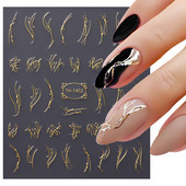 3D zlatne pruge Linije Naljepnica za nokte Metalna trakasta traka Dizajn Mramorna vrpca Mašna Cvijet Nail Art Ljepljiva naljepnica Dekor za manikuru