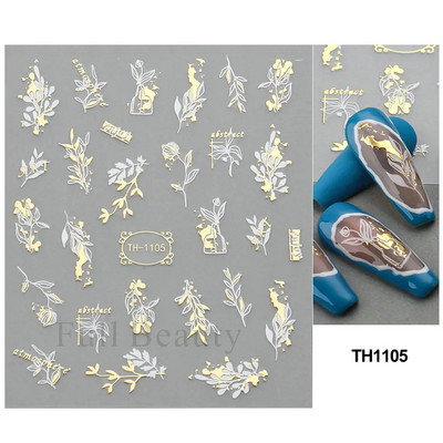 3D zlatne pruge Linije Naljepnica za nokte Metalna trakasta traka Dizajn Mramorna vrpca Mašna Cvijet Nail Art Ljepljiva naljepnica Dekor za manikuru