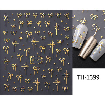 3D zlatne pruge Linije Naljepnica za nokte Metalna trakasta traka Dizajn Mramorna vrpca Mašna Cvijet Nail Art Ljepljiva naljepnica Dekor za manikuru