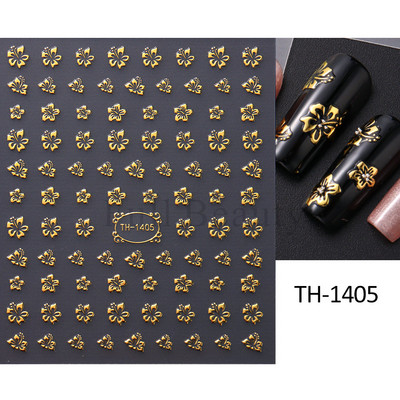 3D zlatne pruge Linije Naljepnica za nokte Metalna trakasta traka Dizajn Mramorna vrpca Mašna Cvijet Nail Art Ljepljiva naljepnica Dekor za manikuru