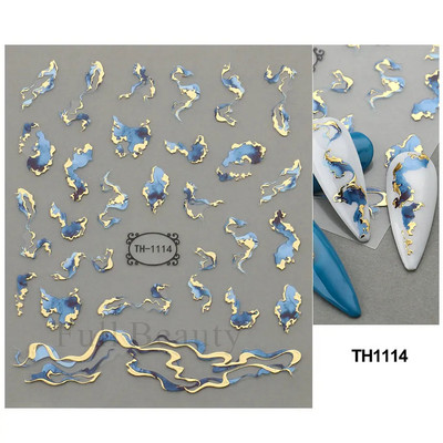 3D zlatne pruge Linije Naljepnica za nokte Metalna trakasta traka Dizajn Mramorna vrpca Mašna Cvijet Nail Art Ljepljiva naljepnica Dekor za manikuru