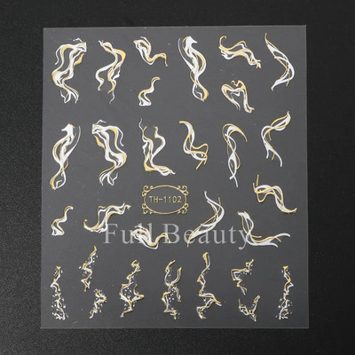 3D zlatne pruge Linije Naljepnica za nokte Metalna trakasta traka Dizajn Mramorna vrpca Mašna Cvijet Nail Art Ljepljiva naljepnica Dekor za manikuru