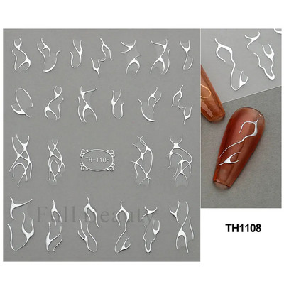 3D zlatne pruge Linije Naljepnica za nokte Metalna trakasta traka Dizajn Mramorna vrpca Mašna Cvijet Nail Art Ljepljiva naljepnica Dekor za manikuru