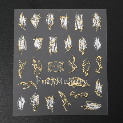 3D zlatne pruge Linije Naljepnica za nokte Metalna trakasta traka Dizajn Mramorna vrpca Mašna Cvijet Nail Art Ljepljiva naljepnica Dekor za manikuru