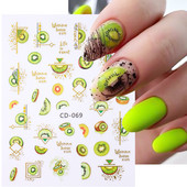 Geometrijske naljepnice s voćem Naljepnice za nokte Ljeto Kiwi Trešnja Jagoda Naranča Ljepljivi klizači za nokte Pribor za manikuru