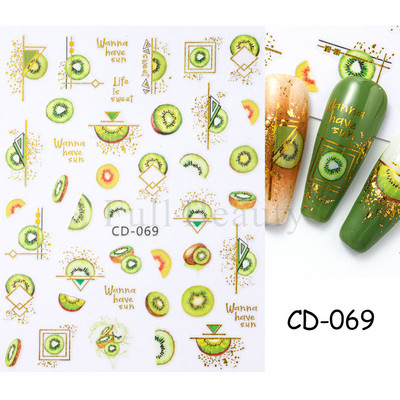 Geometrijske naljepnice s voćem Naljepnice za nokte Ljeto Kiwi Trešnja Jagoda Naranča Ljepljivi klizači za nokte Pribor za manikuru