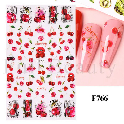 Geometrijske naljepnice s voćem Naljepnice za nokte Ljeto Kiwi Trešnja Jagoda Naranča Ljepljivi klizači za nokte Pribor za manikuru