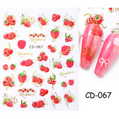 Geometrijske naljepnice s voćem Naljepnice za nokte Ljeto Kiwi Trešnja Jagoda Naranča Ljepljivi klizači za nokte Pribor za manikuru