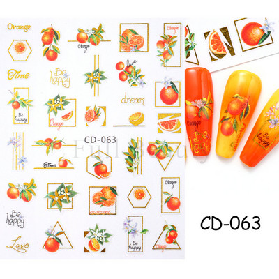 Geometrijske naljepnice s voćem Naljepnice za nokte Ljeto Kiwi Trešnja Jagoda Naranča Ljepljivi klizači za nokte Pribor za manikuru