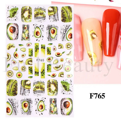 Geometrijske naljepnice s voćem Naljepnice za nokte Ljeto Kiwi Trešnja Jagoda Naranča Ljepljivi klizači za nokte Pribor za manikuru
