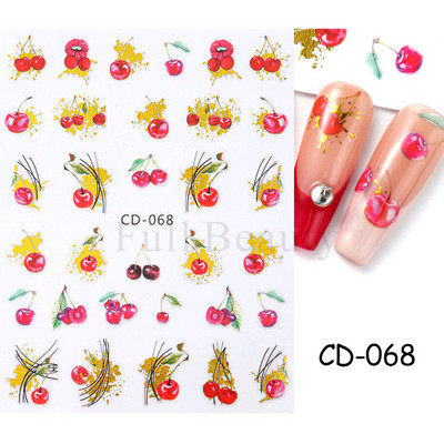 Geometrijske naljepnice s voćem Naljepnice za nokte Ljeto Kiwi Trešnja Jagoda Naranča Ljepljivi klizači za nokte Pribor za manikuru