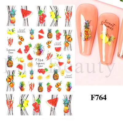 Geometrijske naljepnice s voćem Naljepnice za nokte Ljeto Kiwi Trešnja Jagoda Naranča Ljepljivi klizači za nokte Pribor za manikuru