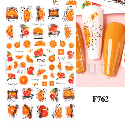 Geometrijske naljepnice s voćem Naljepnice za nokte Ljeto Kiwi Trešnja Jagoda Naranča Ljepljivi klizači za nokte Pribor za manikuru