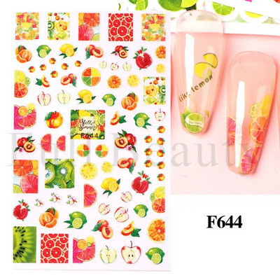 Geometrijske naljepnice s voćem Naljepnice za nokte Ljeto Kiwi Trešnja Jagoda Naranča Ljepljivi klizači za nokte Pribor za manikuru