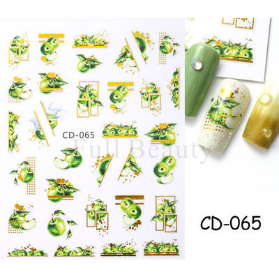 Geometrijske naljepnice s voćem Naljepnice za nokte Ljeto Kiwi Trešnja Jagoda Naranča Ljepljivi klizači za nokte Pribor za manikuru