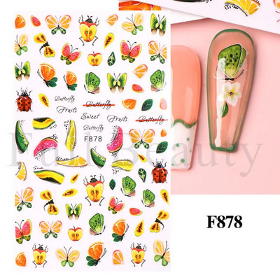Geometrijske naljepnice s voćem Naljepnice za nokte Ljeto Kiwi Trešnja Jagoda Naranča Ljepljivi klizači za nokte Pribor za manikuru