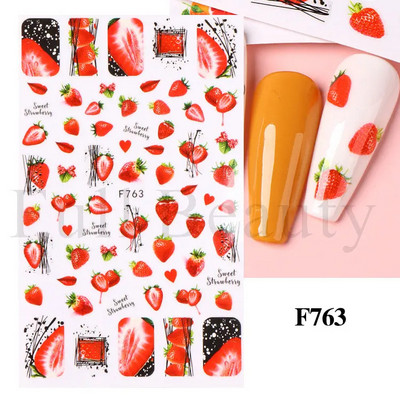 Geometrijske naljepnice s voćem Naljepnice za nokte Ljeto Kiwi Trešnja Jagoda Naranča Ljepljivi klizači za nokte Pribor za manikuru