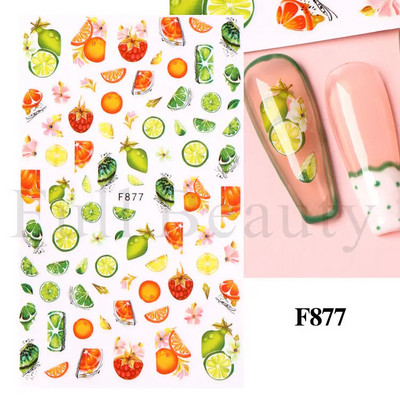 Geometrijske naljepnice s voćem Naljepnice za nokte Ljeto Kiwi Trešnja Jagoda Naranča Ljepljivi klizači za nokte Pribor za manikuru