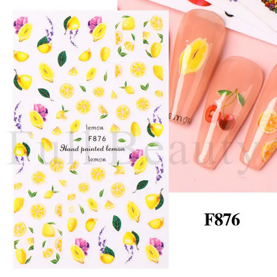 Geometrijske naljepnice s voćem Naljepnice za nokte Ljeto Kiwi Trešnja Jagoda Naranča Ljepljivi klizači za nokte Pribor za manikuru