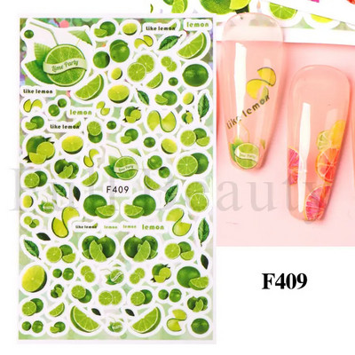 Geometrijske naljepnice s voćem Naljepnice za nokte Ljeto Kiwi Trešnja Jagoda Naranča Ljepljivi klizači za nokte Pribor za manikuru