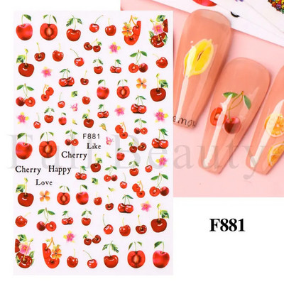 Geometrijske naljepnice s voćem Naljepnice za nokte Ljeto Kiwi Trešnja Jagoda Naranča Ljepljivi klizači za nokte Pribor za manikuru