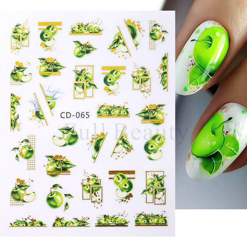 Geometrijske naljepnice s voćem Naljepnice za nokte Ljeto Kiwi Trešnja Jagoda Naranča Ljepljivi klizači za nokte Pribor za manikuru