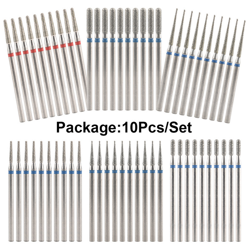 10 gab. Dimanta frēzes manikīram, elektriskie nagu urbji, piederumu pedikīra mašīnas nagu vīļu želejas noņemšanas rīks