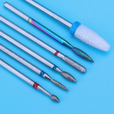 6PCS Glodalo za manikuru Dijamantna keramička svrdla za nokte Glodala za uklanjanje Set glodala za nokte Električni alatni strojevi za manikuru