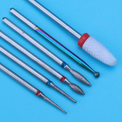 6PCS Glodalo za manikuru Dijamantna keramička svrdla za nokte Glodala za uklanjanje Set glodala za nokte Električni alatni strojevi za manikuru