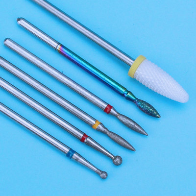 6PCS Glodalo za manikuru Dijamantna keramička svrdla za nokte Glodala za uklanjanje Set glodala za nokte Električni alatni strojevi za manikuru