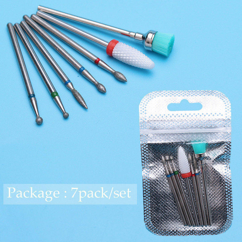 6PCS Glodalo za manikuru Dijamantna keramička svrdla za nokte Glodala za uklanjanje Set glodala za nokte Električni alatni strojevi za manikuru