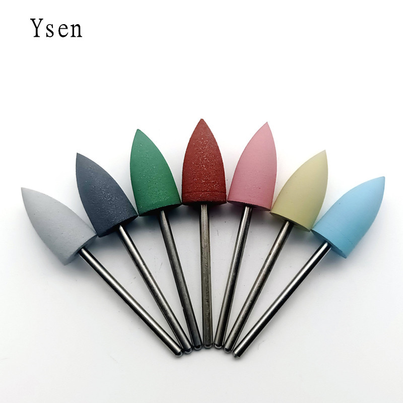 1 gab. Cuspidal galviņa 7 krāsas Gumijas un silīcija karbīda nagu buferis Elektriskā manikīra mašīna nagu urbjmašīna Piederumi Instrumenti Nagu uzgaļi