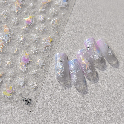 Shell Light Fragment Flash Rozā Ziemassvētku Augstas kvalitātes nagu uzlīmes Dizaina Dekorācijas Uzlīmes DIY Manikīrs T-3606