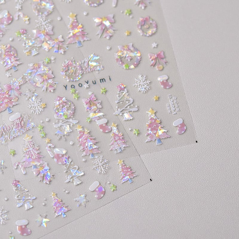 Shell Light Fragment Flash Rozā Ziemassvētku Augstas kvalitātes nagu uzlīmes Dizaina Dekorācijas Uzlīmes DIY Manikīrs T-3606