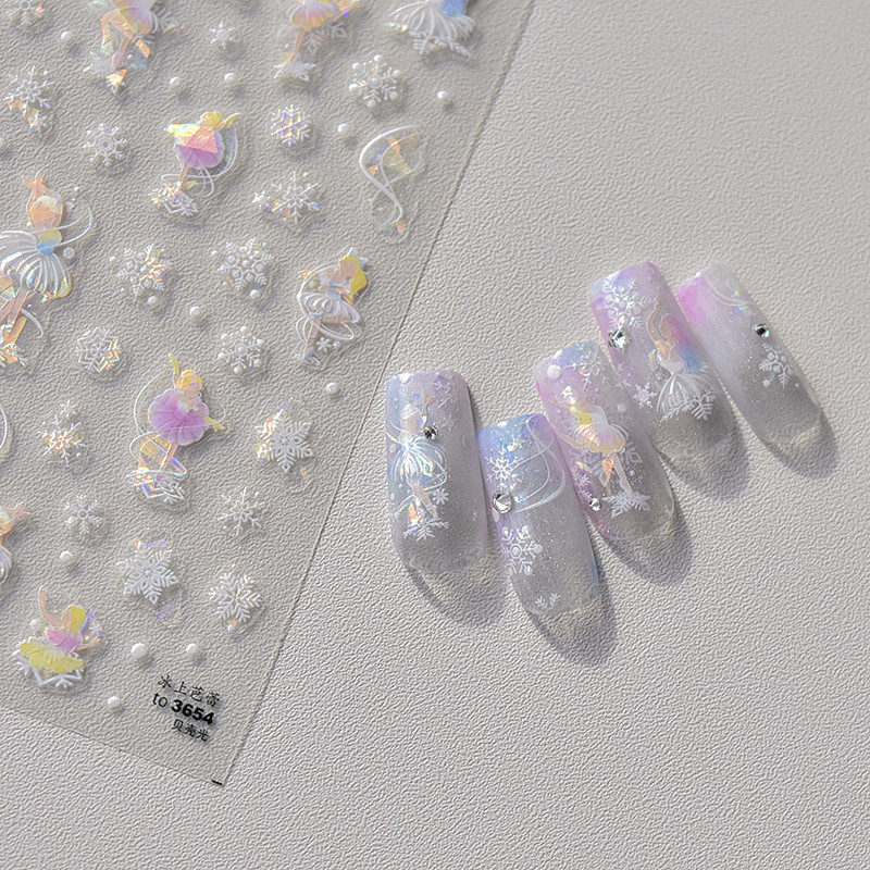 Shell Light Fragment Flash Rozā Ziemassvētku Augstas kvalitātes nagu uzlīmes Dizaina Dekorācijas Uzlīmes DIY Manikīrs T-3606