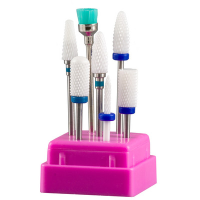 7gab Keramikas nagu urbjmašīnu komplekts nagiem Gēla lakas kutikulas manikīra frēze manikīra komplektiem Instrumenti ar turētāju