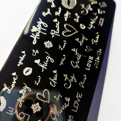 Valentinovo Tanjuri za utiskivanje noktiju Cvijet ruže Ljubavna tema Mašna Crtani tanjuri za ukrašavanje noktiju Alati za šablone za dizajn noktiju od nehrđajućeg čelika