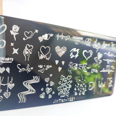 Valentinovo Tanjuri za utiskivanje noktiju Cvijet ruže Ljubavna tema Mašna Crtani tanjuri za ukrašavanje noktiju Alati za šablone za dizajn noktiju od nehrđajućeg čelika