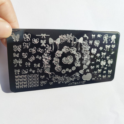 Valentinovo Tanjuri za utiskivanje noktiju Cvijet ruže Ljubavna tema Mašna Crtani tanjuri za ukrašavanje noktiju Alati za šablone za dizajn noktiju od nehrđajućeg čelika