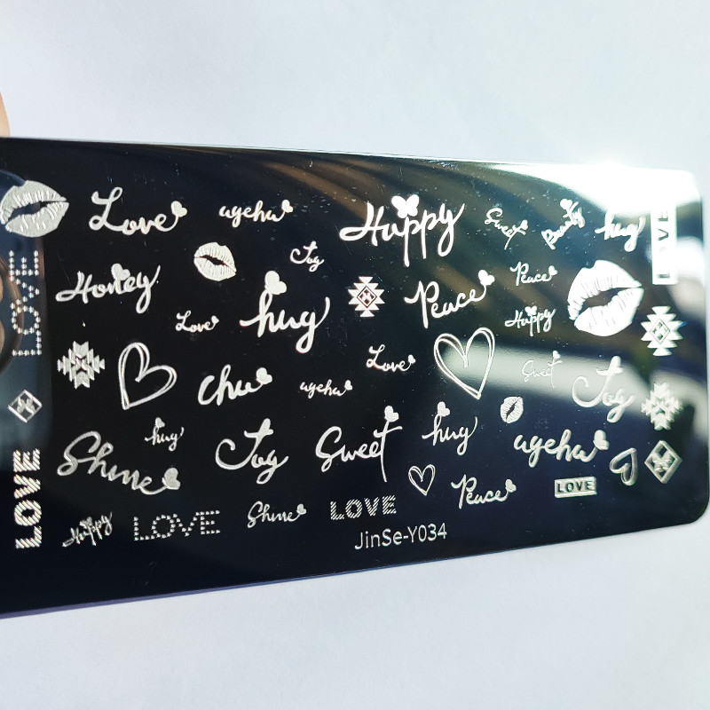 Valentinovo Tanjuri za utiskivanje noktiju Cvijet ruže Ljubavna tema Mašna Crtani tanjuri za ukrašavanje noktiju Alati za šablone za dizajn noktiju od nehrđajućeg čelika