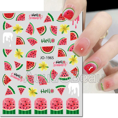 3D Nail Art Ragasztó Csúszó matricák Nyári citrom Narancs Gyümölcs Körömmatricák Díszek köröm tippekhez Szépség