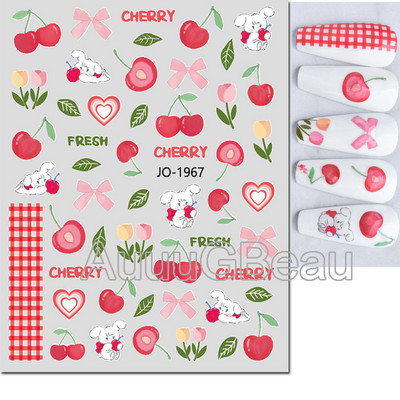 3D Nail Art Ragasztó Csúszó matricák Nyári citrom Narancs Gyümölcs Körömmatricák Díszek köröm tippekhez Szépség