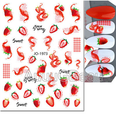 3D Nail Art Ragasztó Csúszó matricák Nyári citrom Narancs Gyümölcs Körömmatricák Díszek köröm tippekhez Szépség